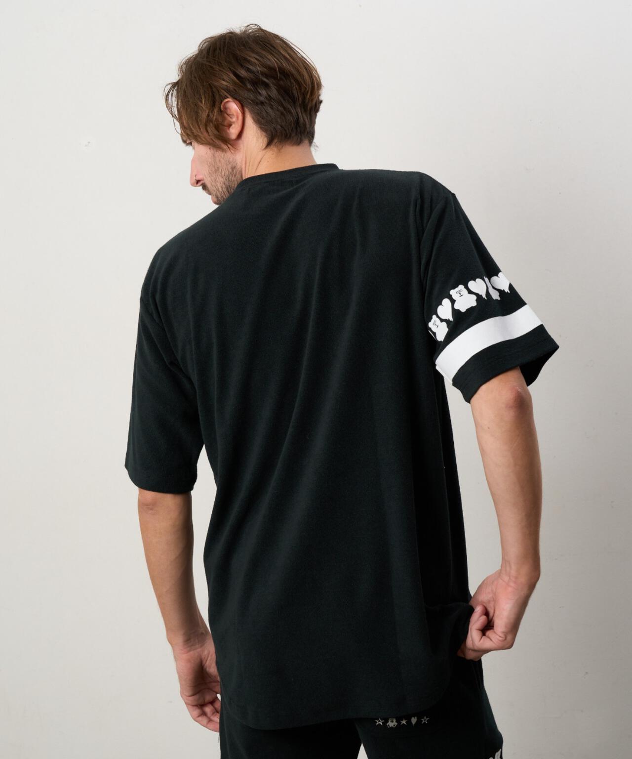 STUD MUFFIN/スタッドマフィン/TCパイル ベアハートボーダーフロッキープリント Tシャツ