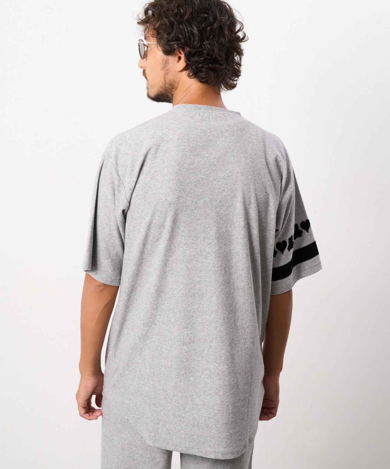 STUD MUFFIN/スタッドマフィン/TCパイル ベアハートボーダーフロッキープリント Tシャツ