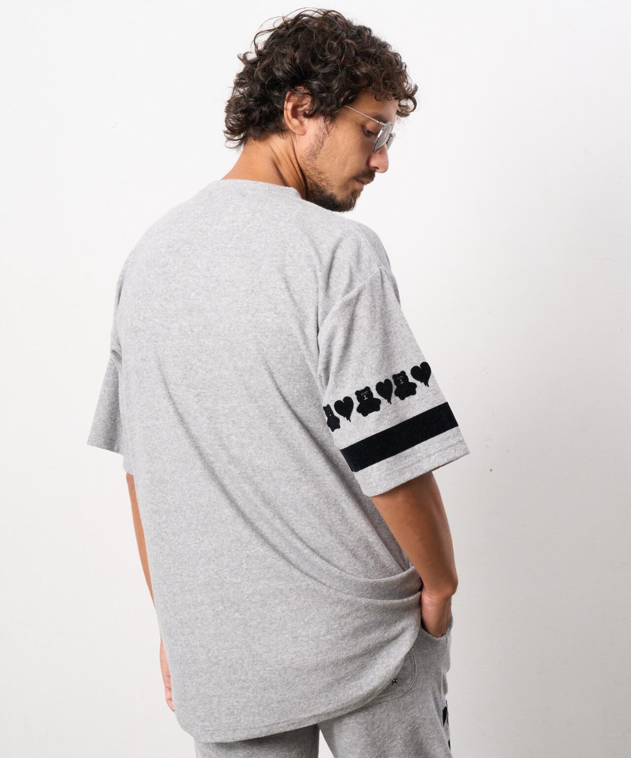 STUD MUFFIN/スタッドマフィン/TCパイル ベアハートボーダーフロッキープリント Tシャツ