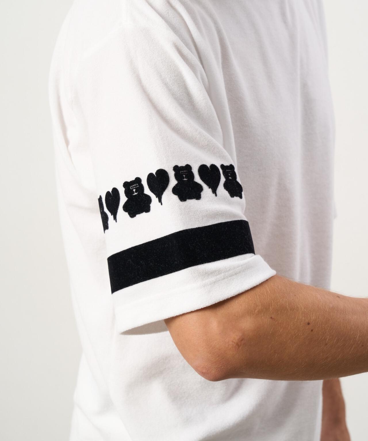 STUD MUFFIN/スタッドマフィン/TCパイル ベアハートボーダーフロッキープリント Tシャツ