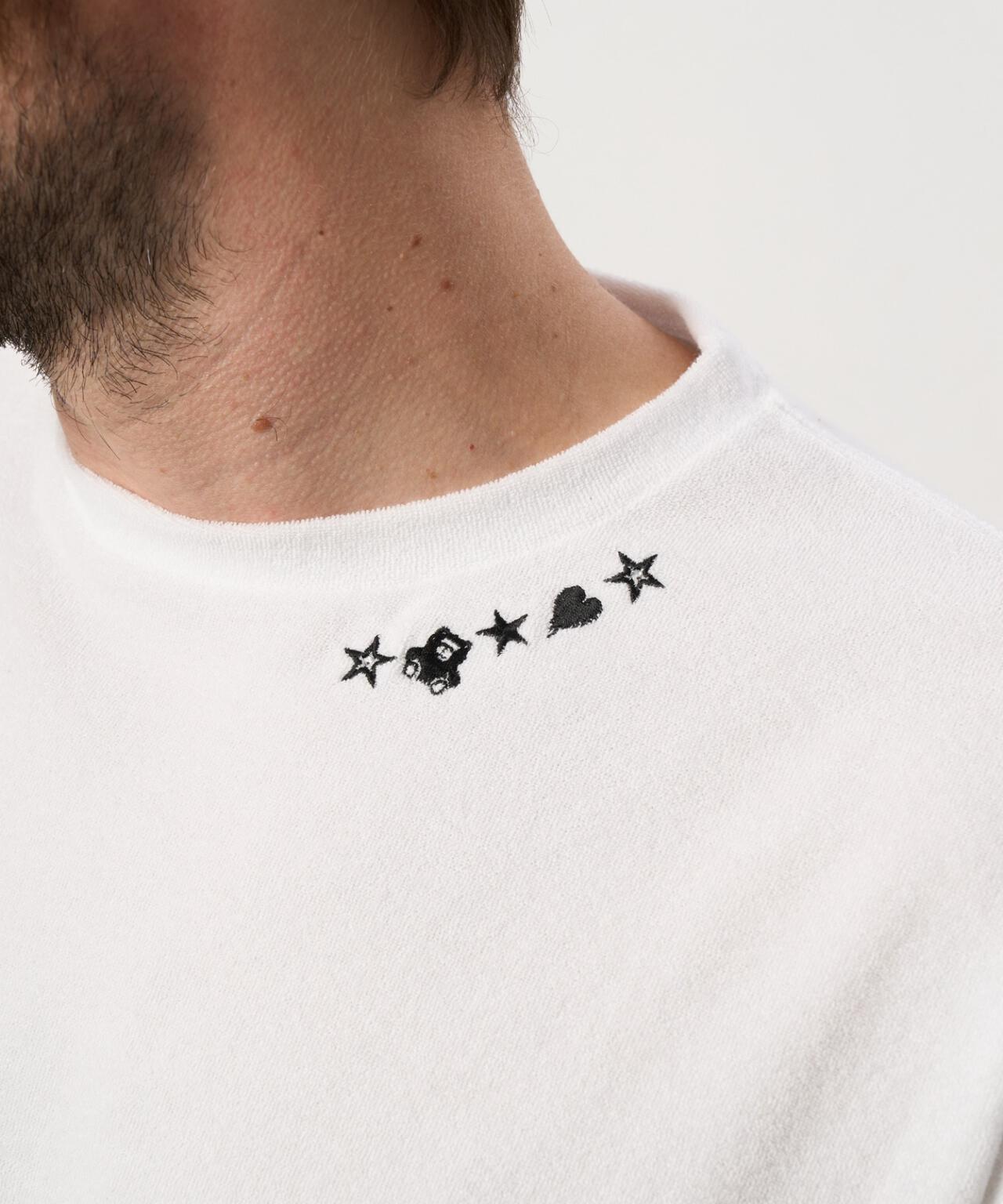 STUD MUFFIN/スタッドマフィン/TCパイル ベアハートボーダーフロッキープリント Tシャツ