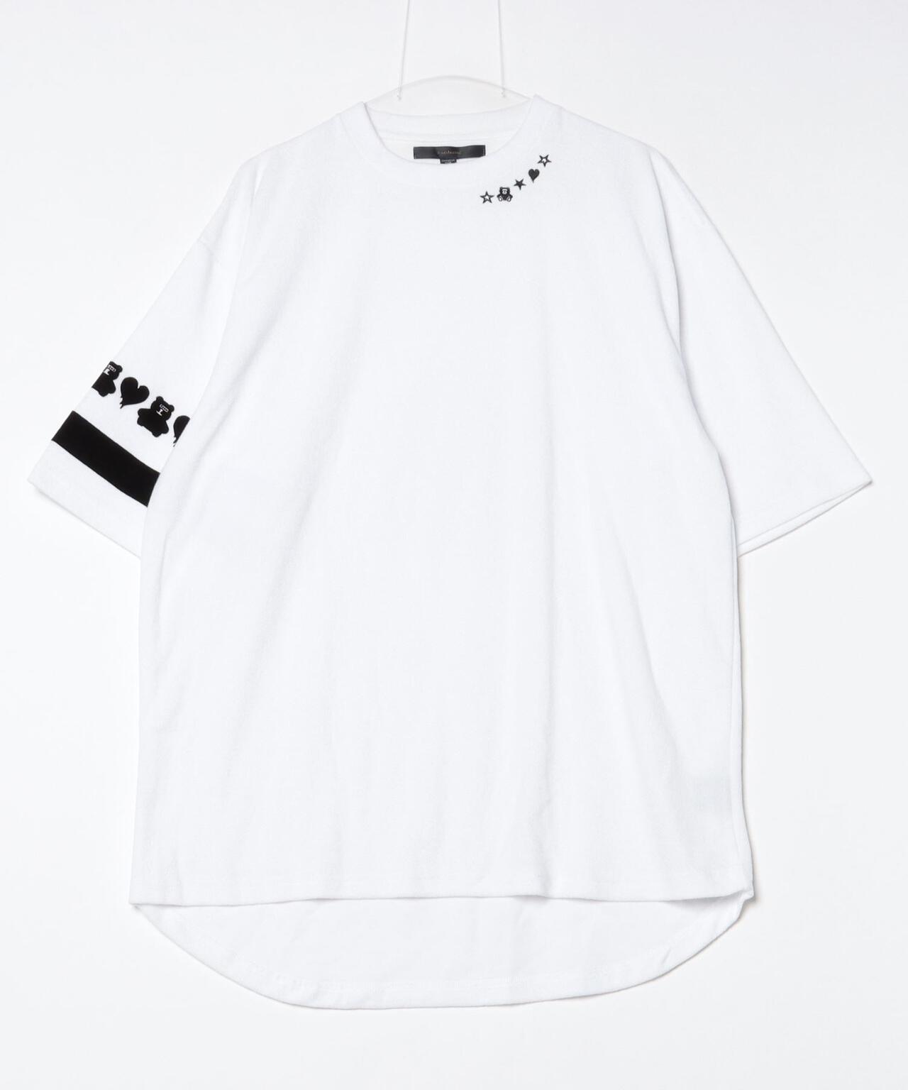 STUD MUFFIN/スタッドマフィン/TCパイル ベアハートボーダーフロッキープリント Tシャツ