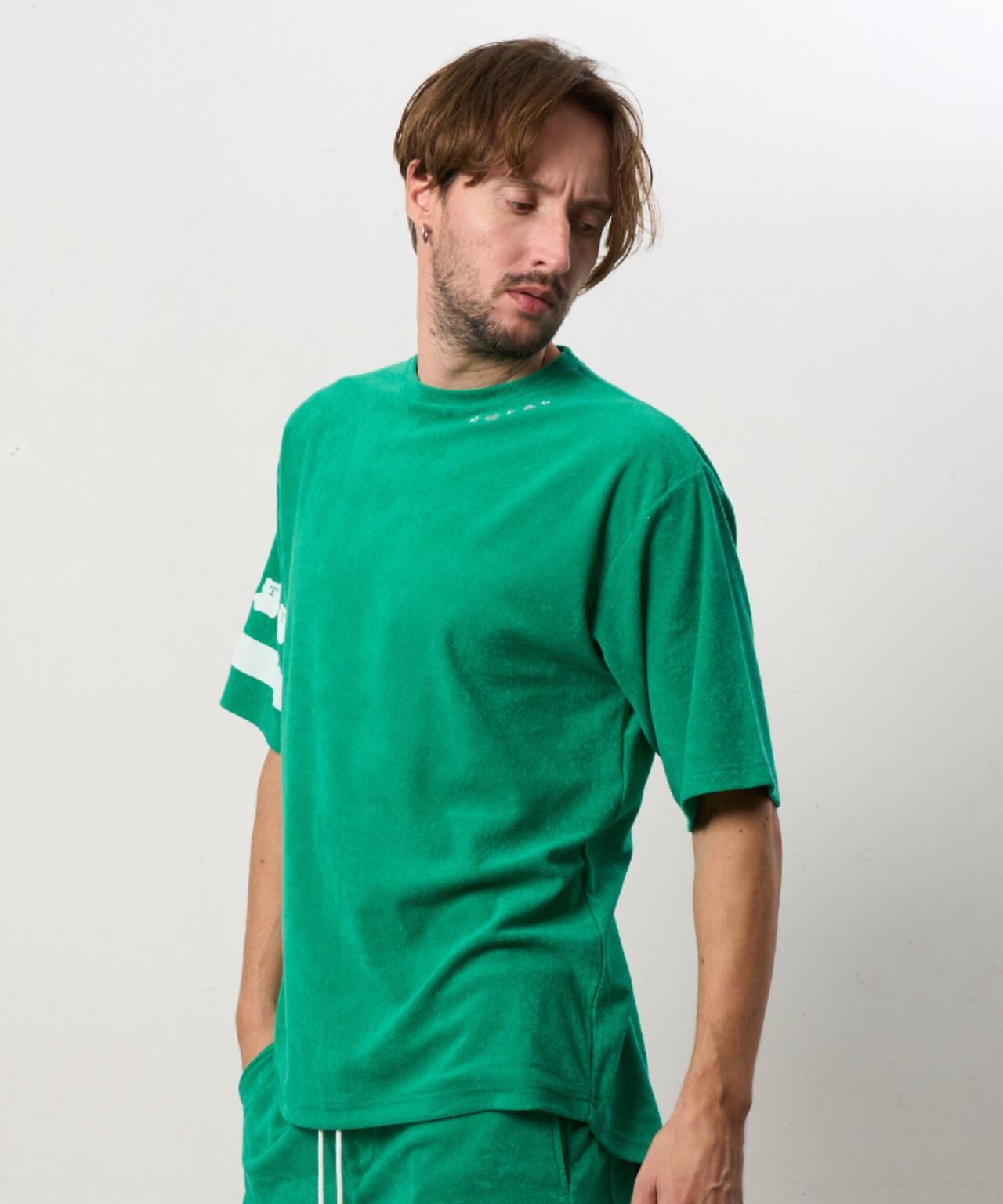 STUD MUFFIN/スタッドマフィン/TCパイル ベアハートボーダーフロッキープリント Tシャツ