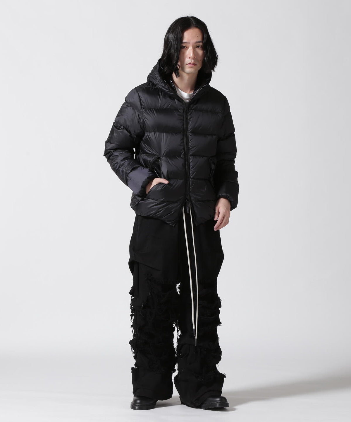 A.F ARTEFACT/Damage Denim Tuck Wide Pants