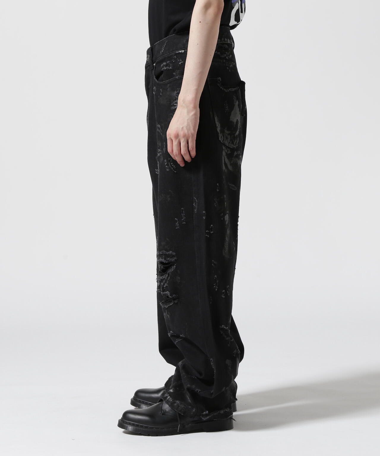 FR(13)NDS/フレンズ/HDKダメージワイドパンツ BLK