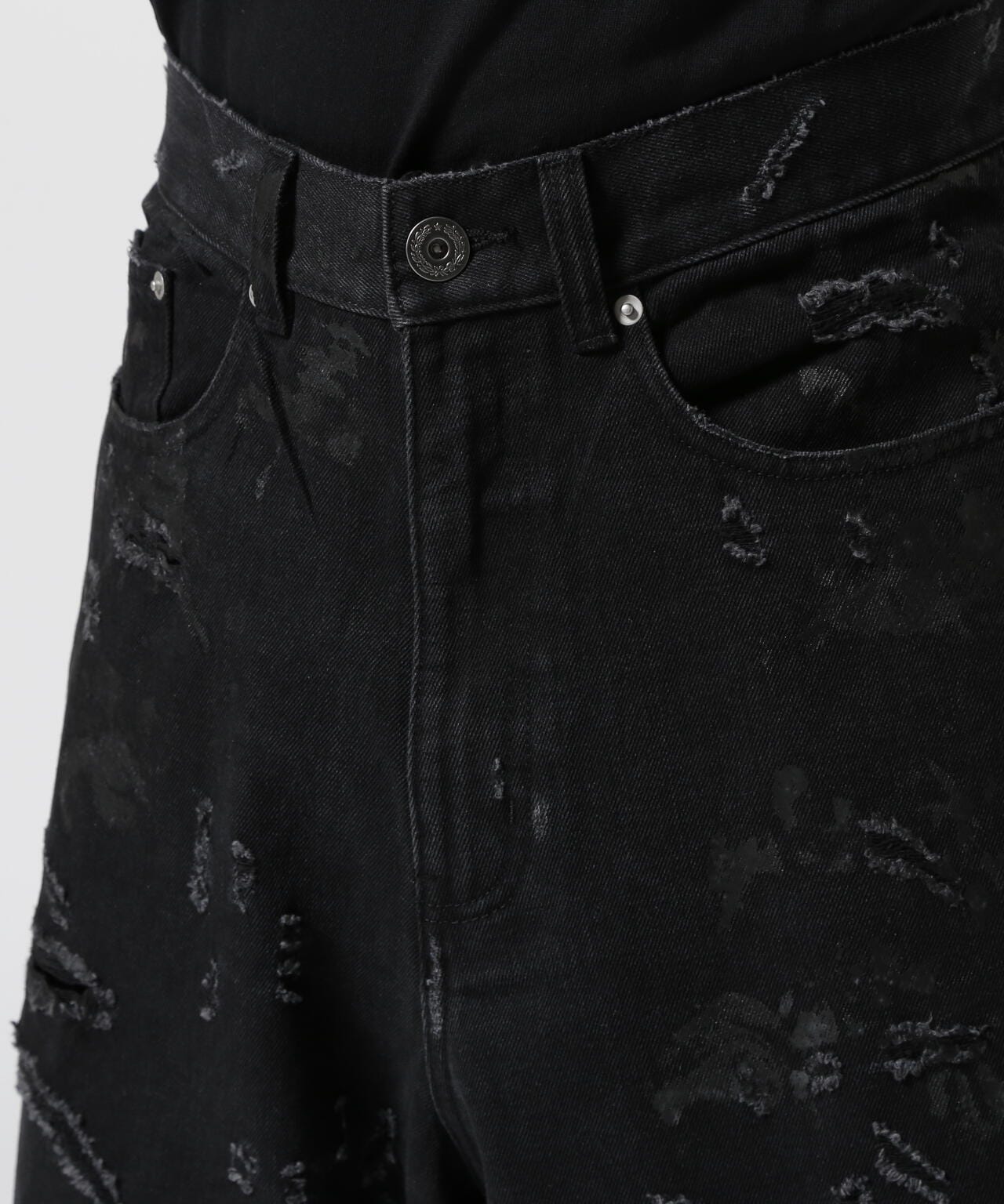 FR(13)NDS/フレンズ/HDKダメージワイドパンツ BLK