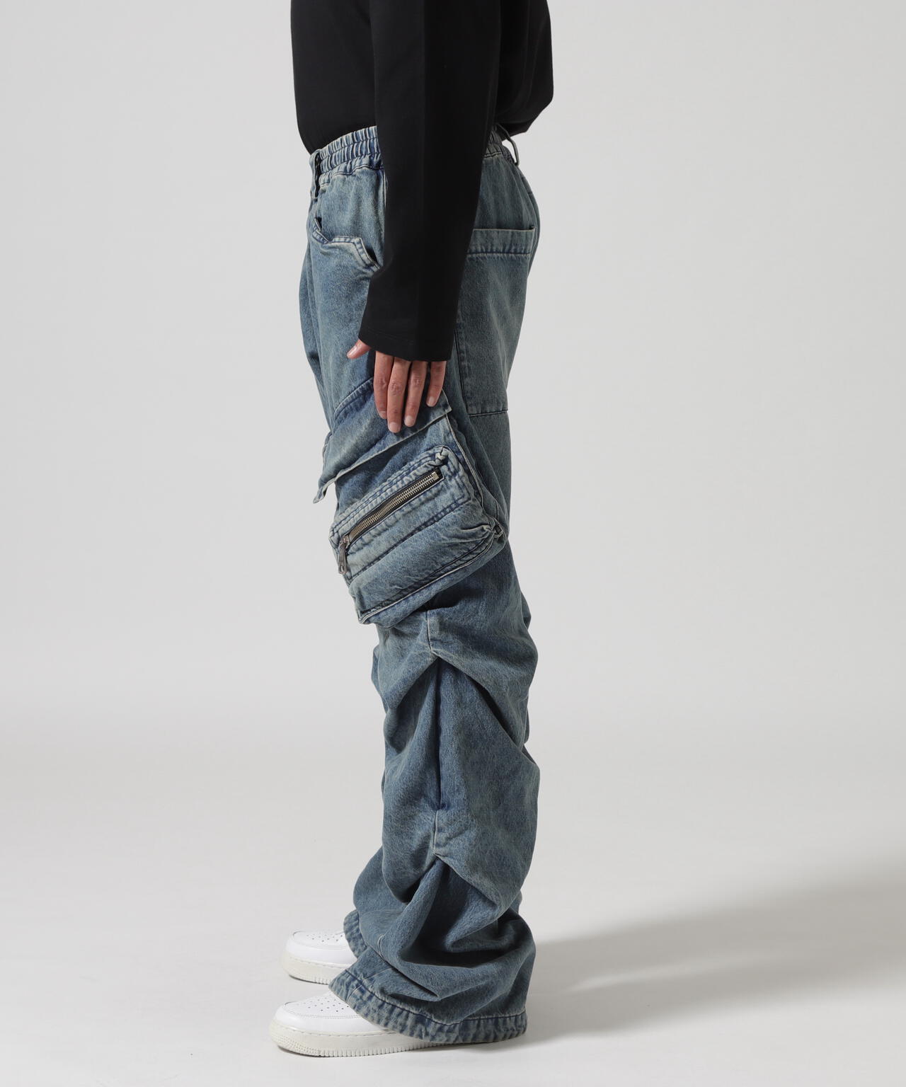 A.F ARTEFACT/エーエフ・アーティファクト/DENIM CARGO TUCK BAGGY PANTS