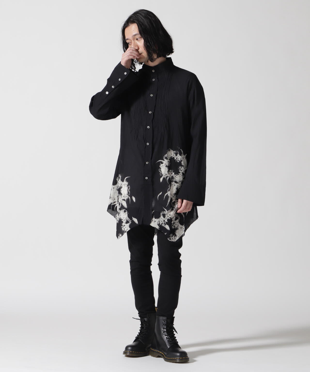 KMRii/ケムリ/別注Stand Collar Layer Shirt