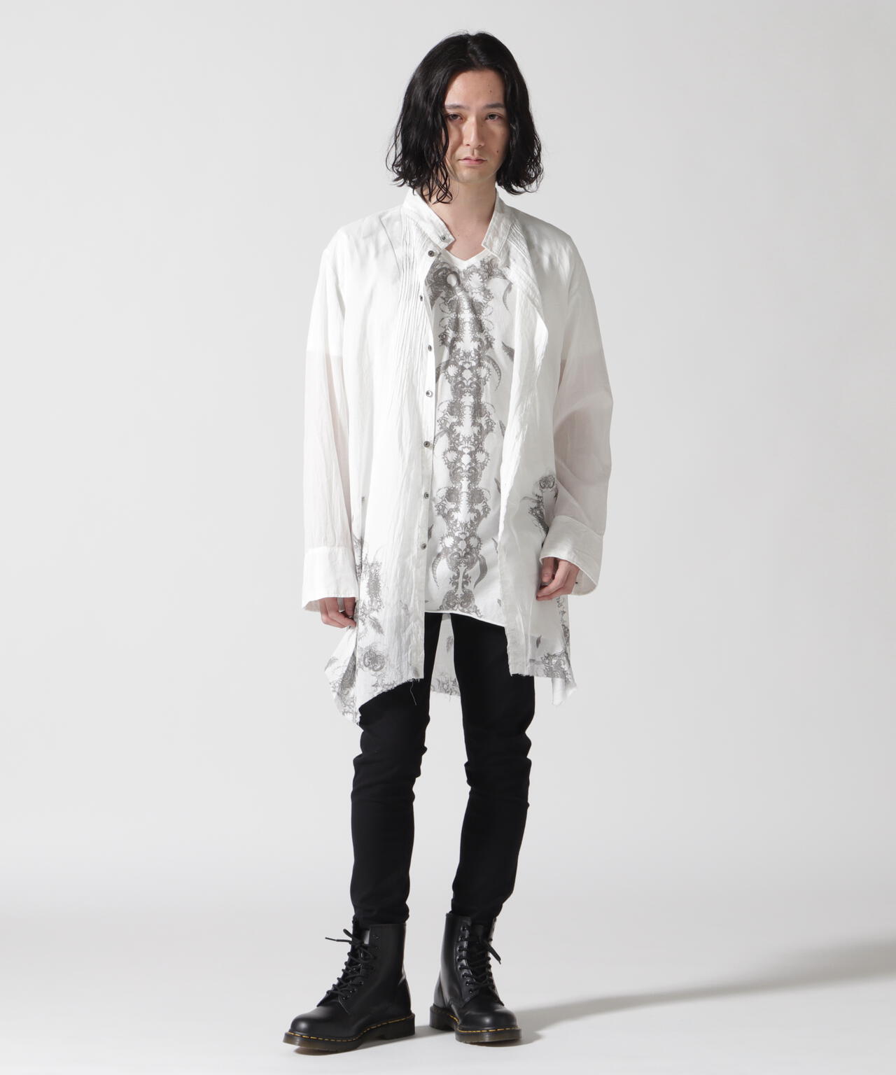KMRii/ケムリ/別注Stand Collar Layer Shirt