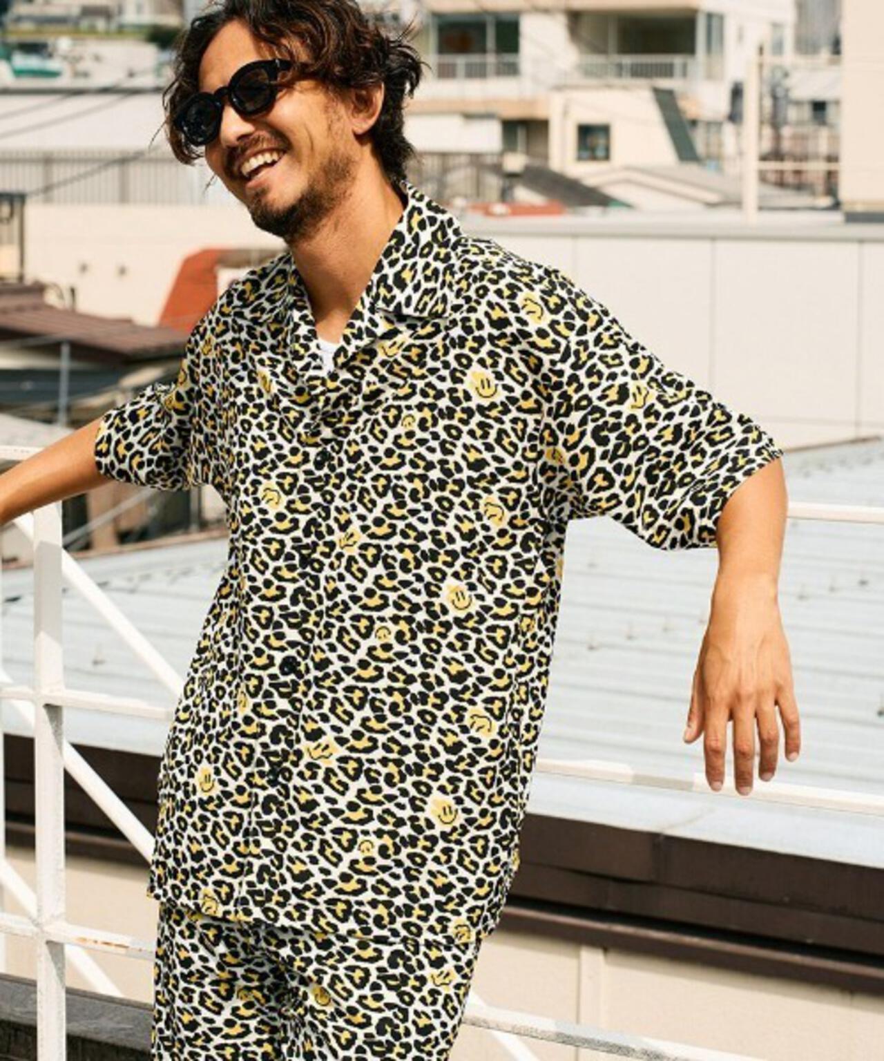 STUD MUFFIN/スタッドマフィン/レオパード オープンカラーシャツ