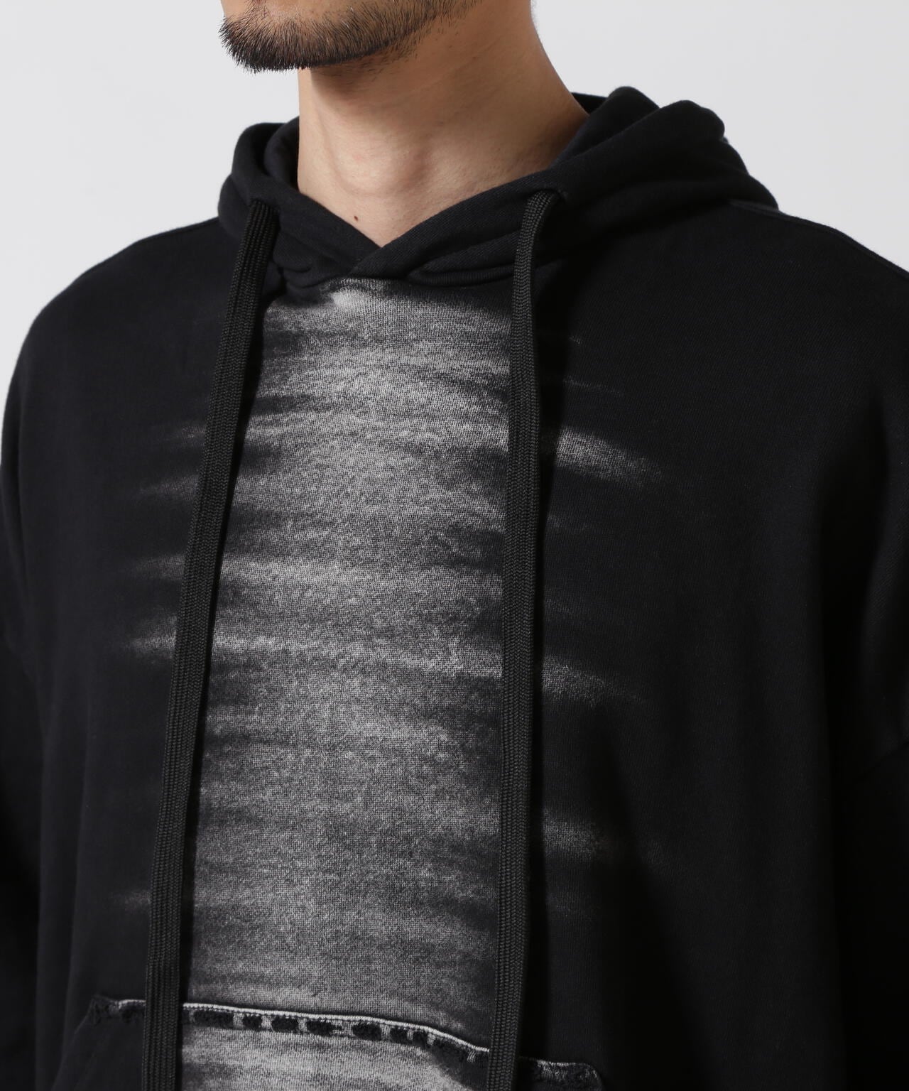 KMRii/ケムリ/BlackShadow Hooded Pullover/LS