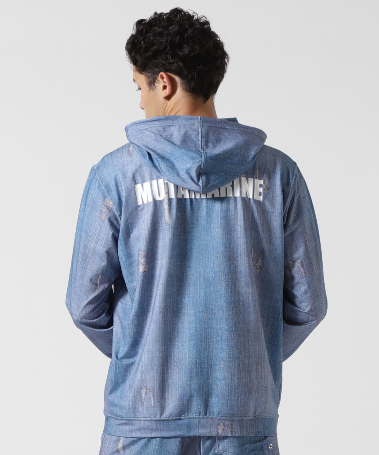 muta MARINE/ムータ マリン/DENIM PRINTED RASH HOODIE