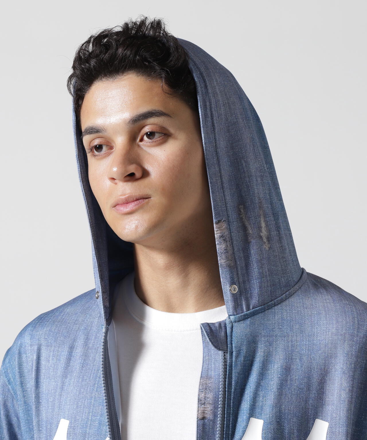 muta MARINE/ムータ マリン/DENIM PRINTED RASH HOODIE