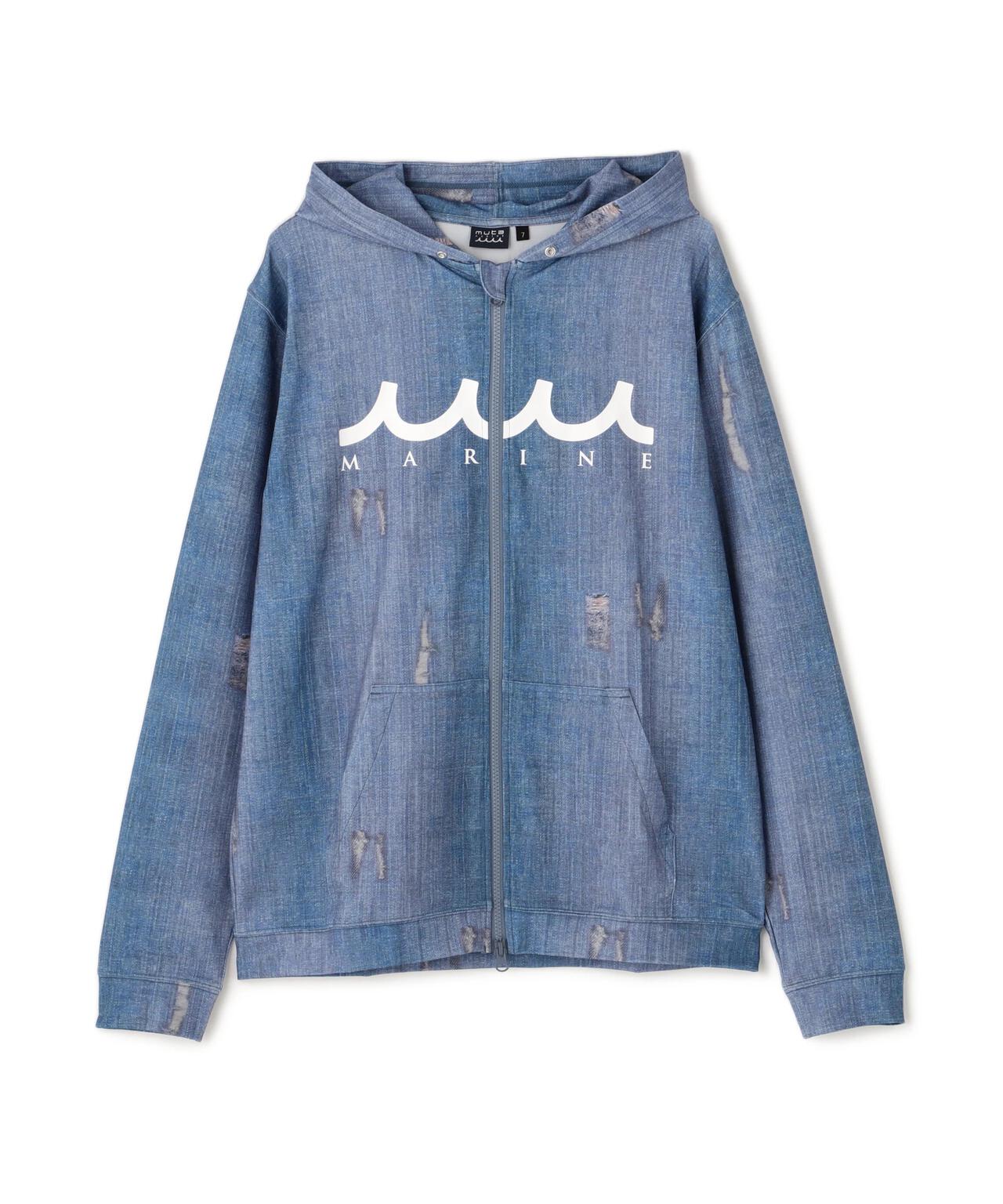 muta MARINE/ムータ マリン/DENIM PRINTED RASH HOODIE