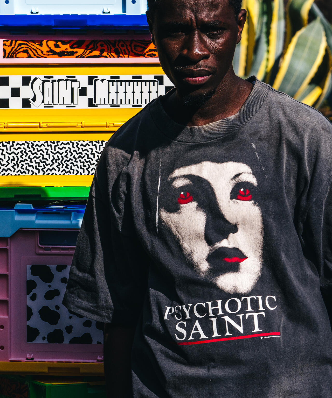 SAINT MICHAEL/セントマイケル/SS TEE / PSYCHOTIC SNT /BLACK