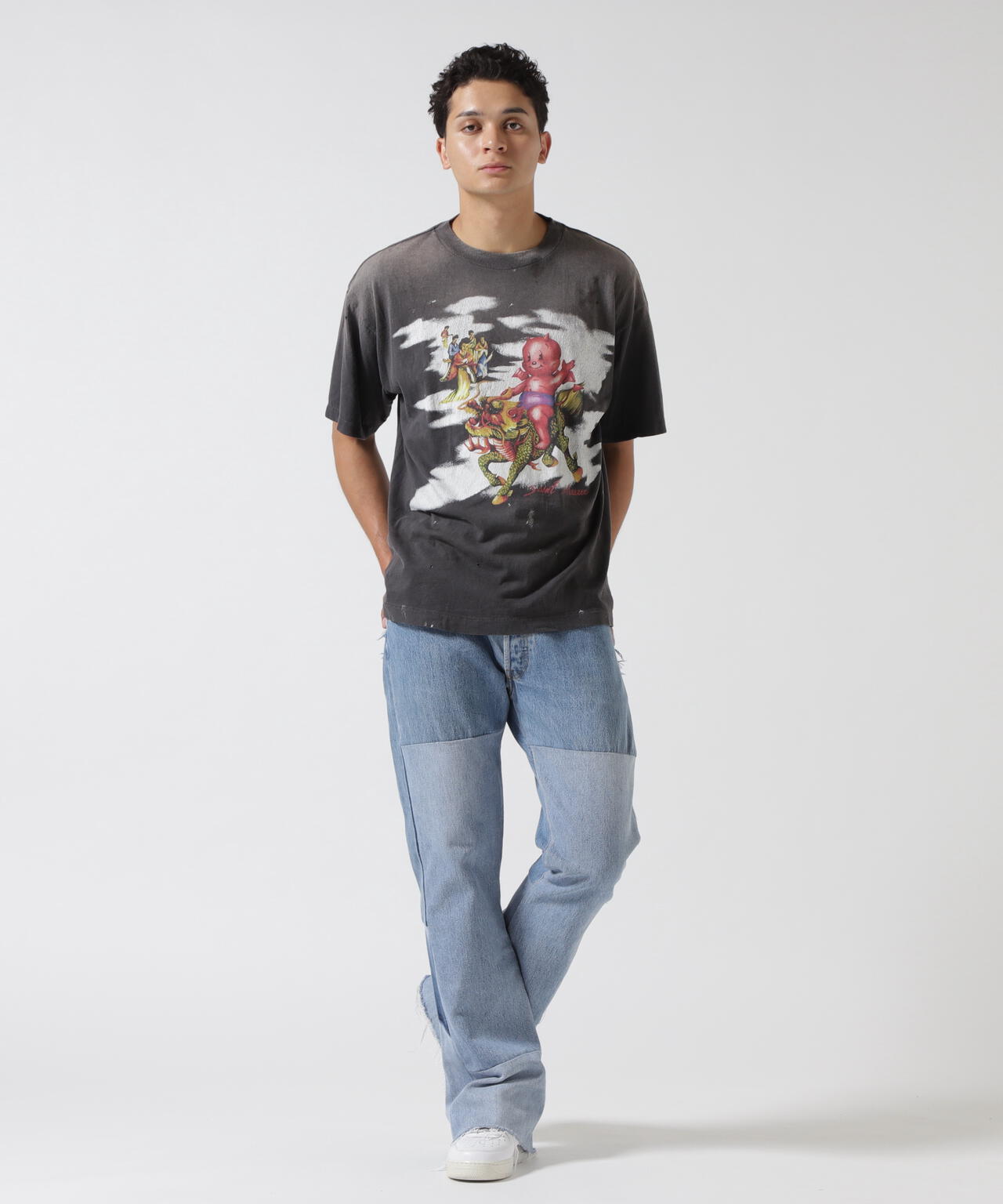 SAINT MICHAEL/セントマイケル/SS TEE DAMAGED BLACK