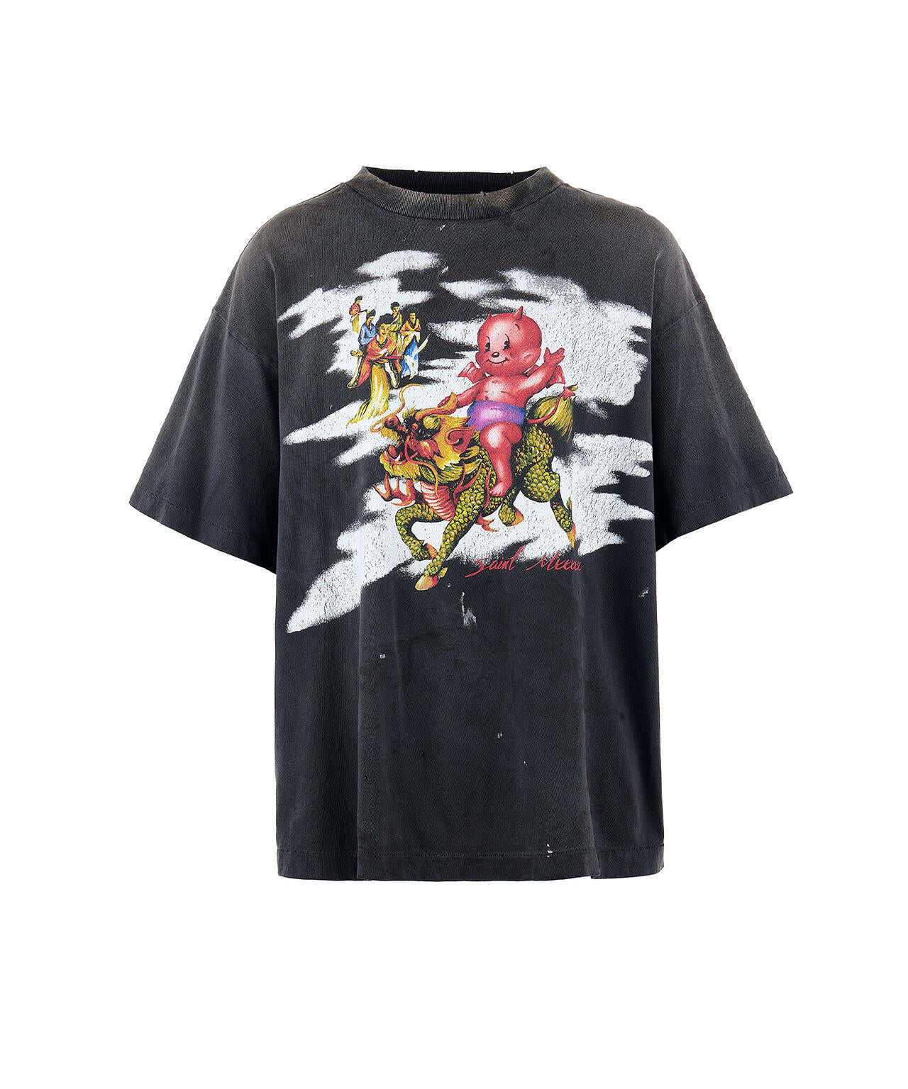 SAINT MICHAEL/セントマイケル/SS TEE DAMAGED BLACK