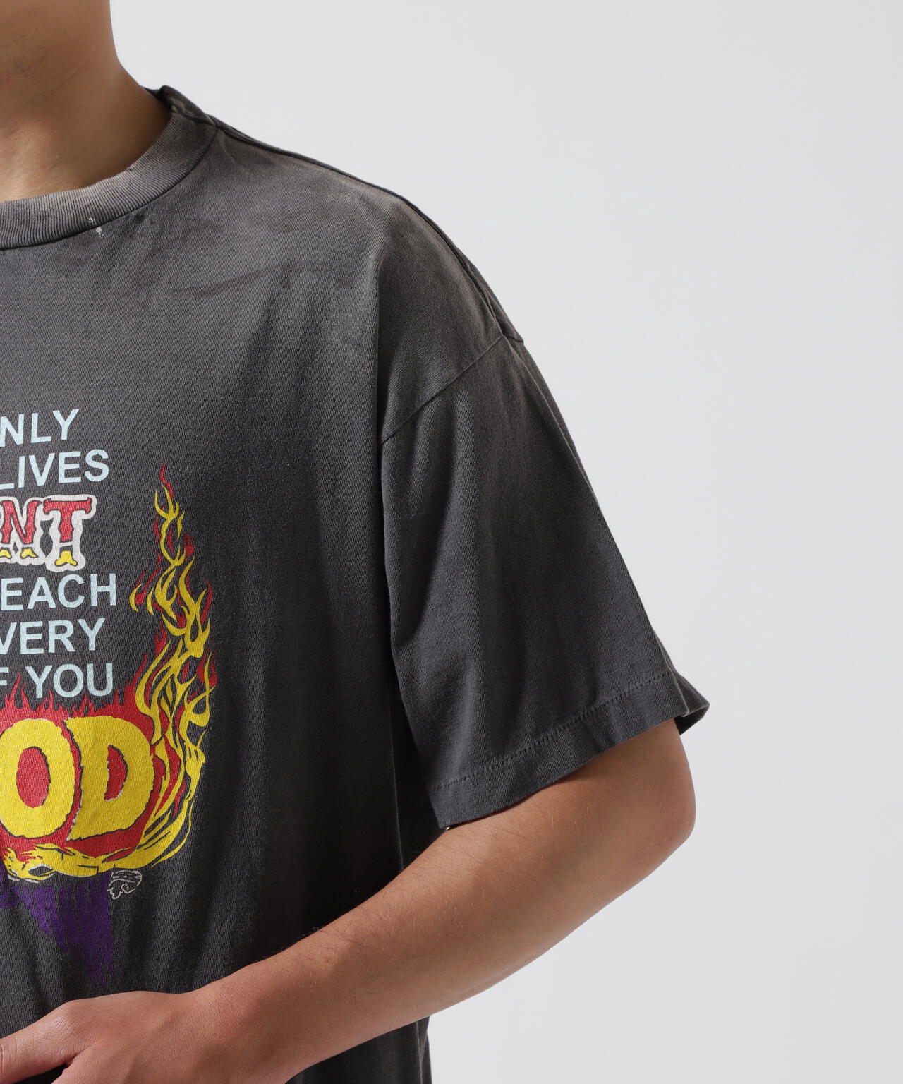 SAINT MICHAEL/セントマイケル/NH SS TEE STHD.HOOD BLACK