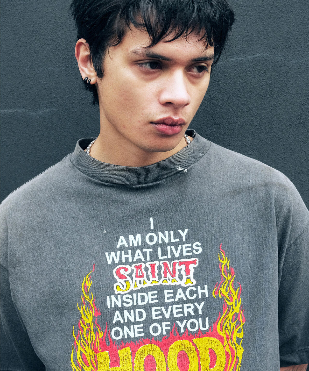 SAINT MICHAEL/セントマイケル/NH SS TEE STHD.HOOD BLACK