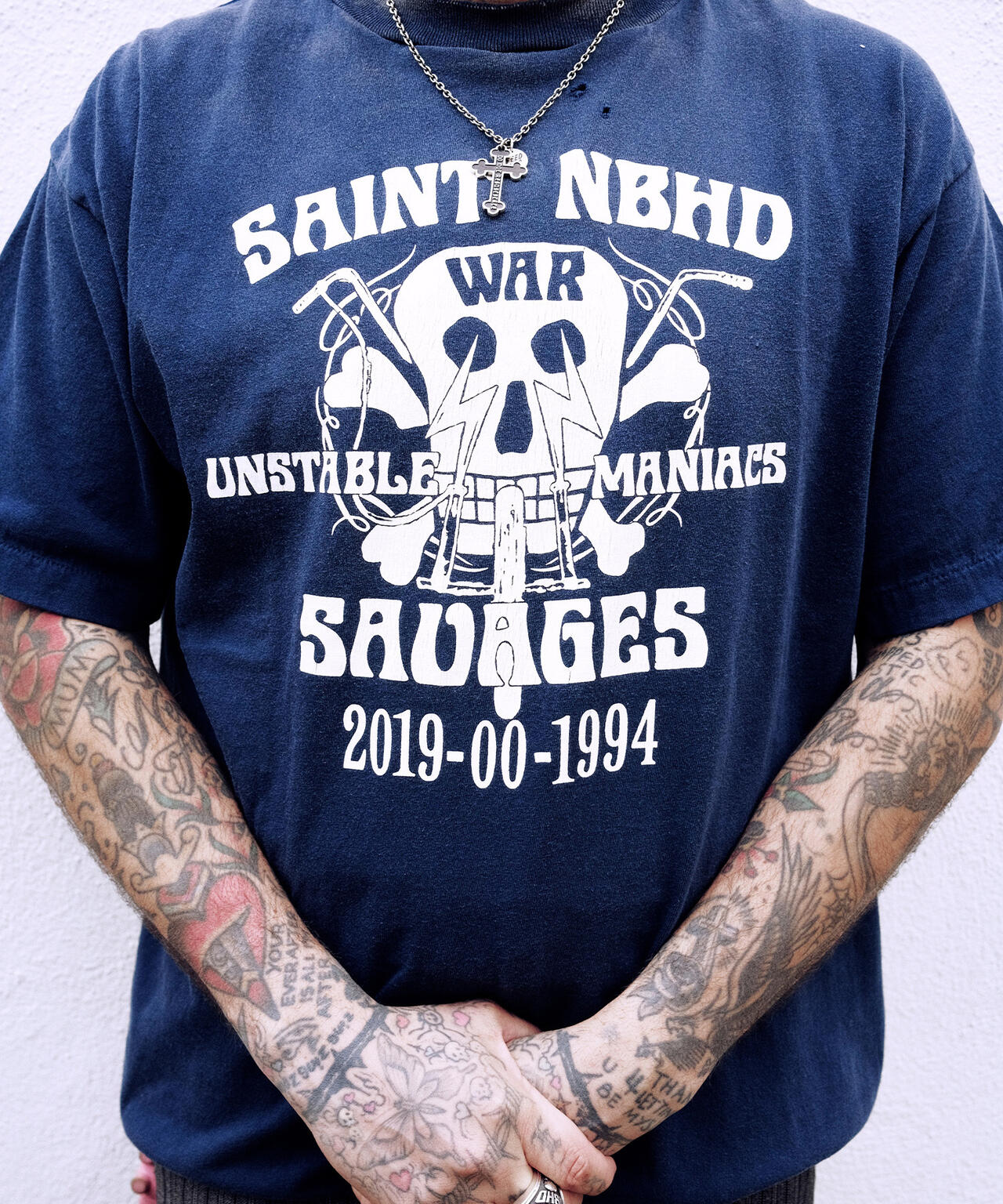 SAINT MICHAEL/セントマイケル/NH_SS TEE STHD.SAINTNBHD NAVY