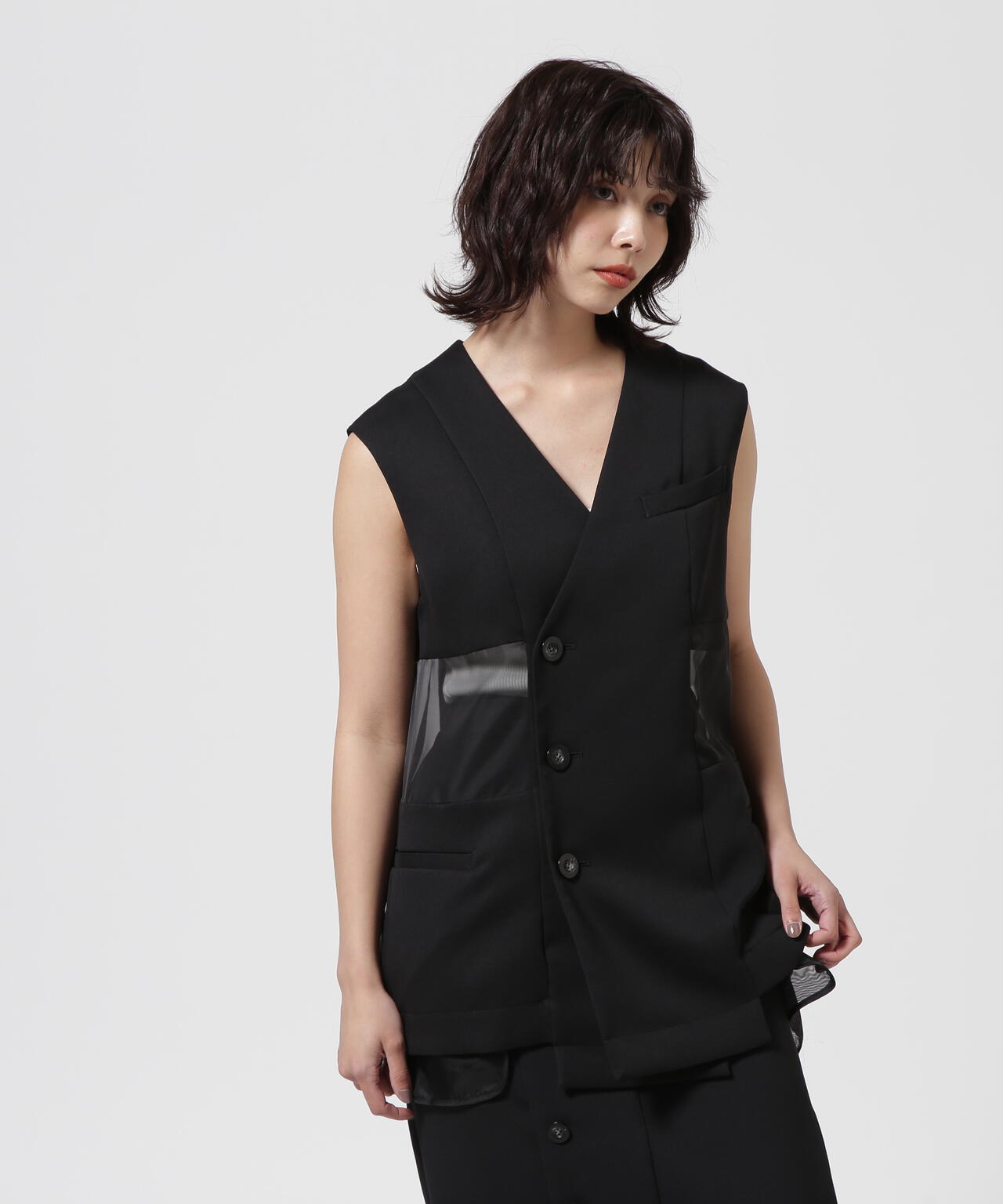 UN3D./アンスリード/SHEER LAYERED VEST/シアーレイヤードベスト