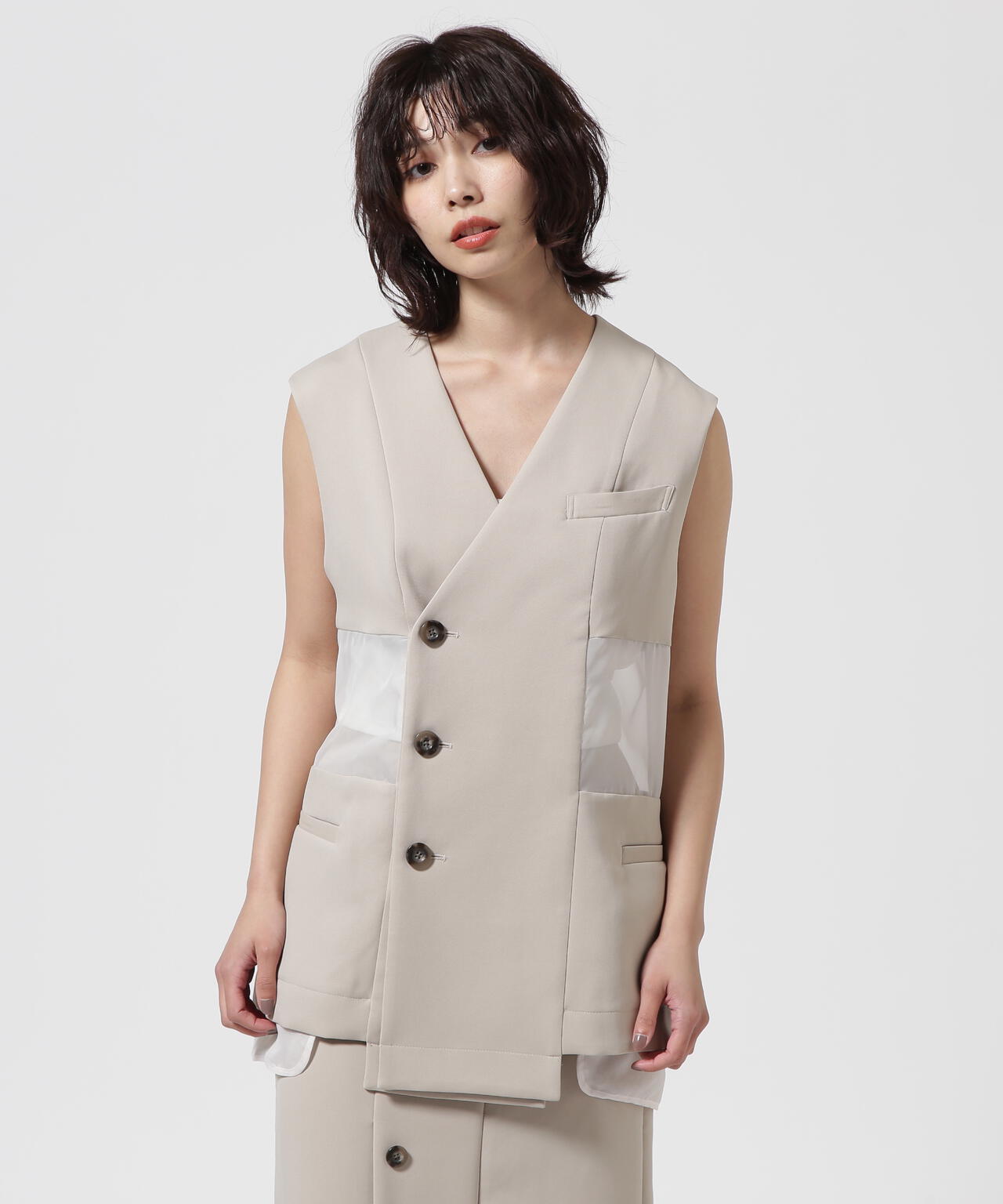 UN3D./アンスリード/SHEER LAYERED VEST/シアーレイヤードベスト
