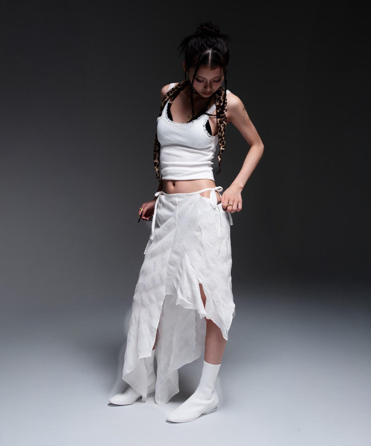 MITSUKI/ミツキ/CHECK ASYMME SKIRT