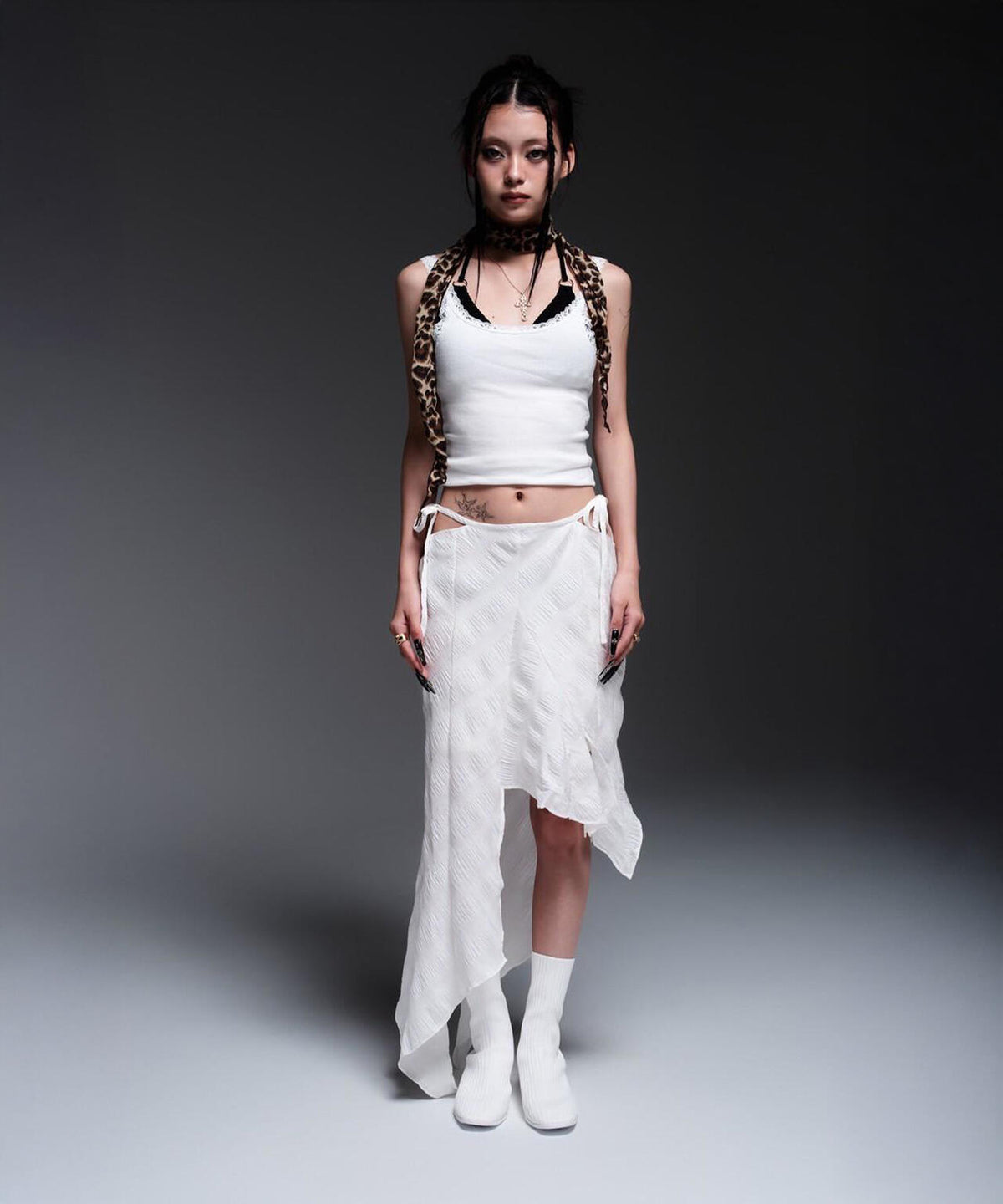 MITSUKI/ミツキ/CHECK ASYMME SKIRT