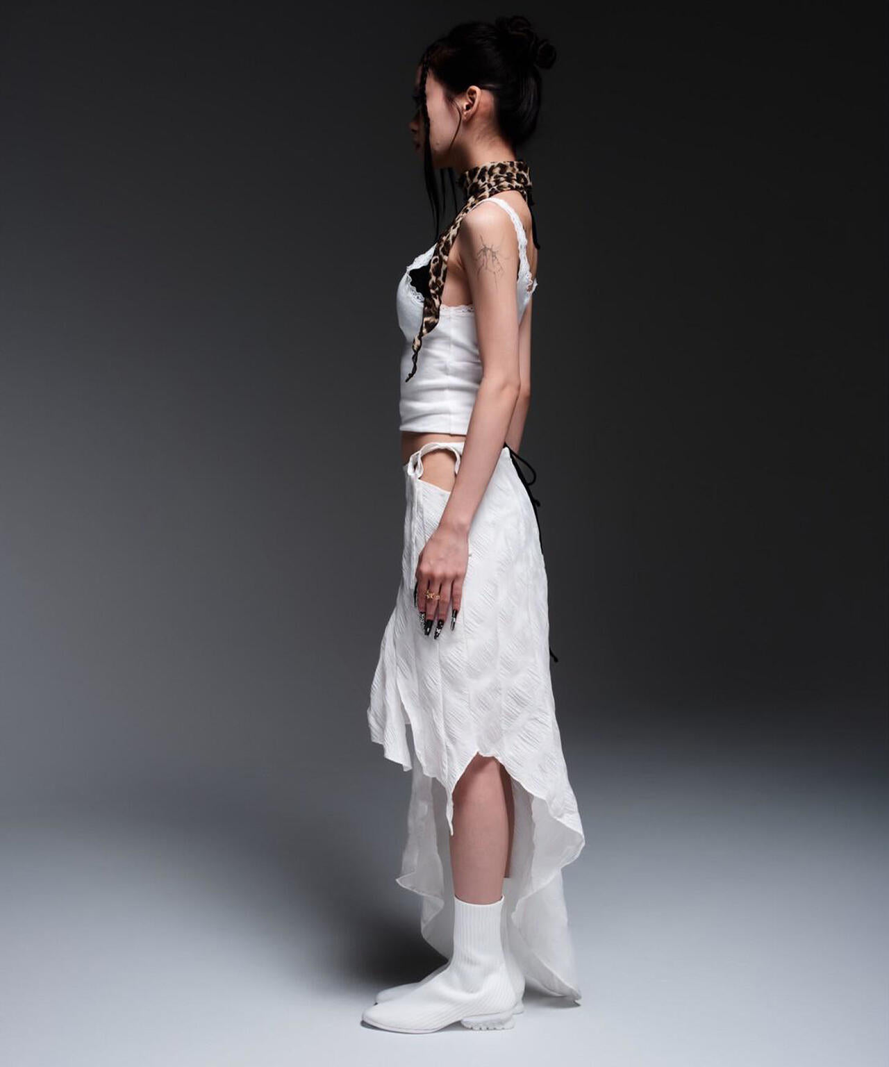 MITSUKI/ミツキ/CHECK ASYMME SKIRT