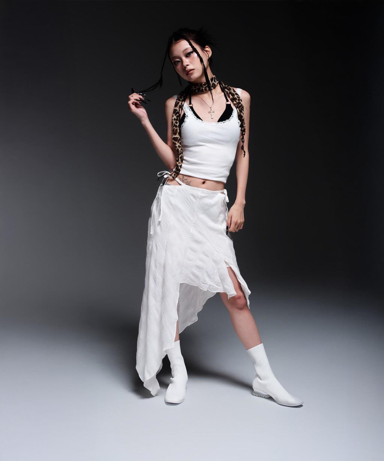 MITSUKI/ミツキ/CHECK ASYMME SKIRT