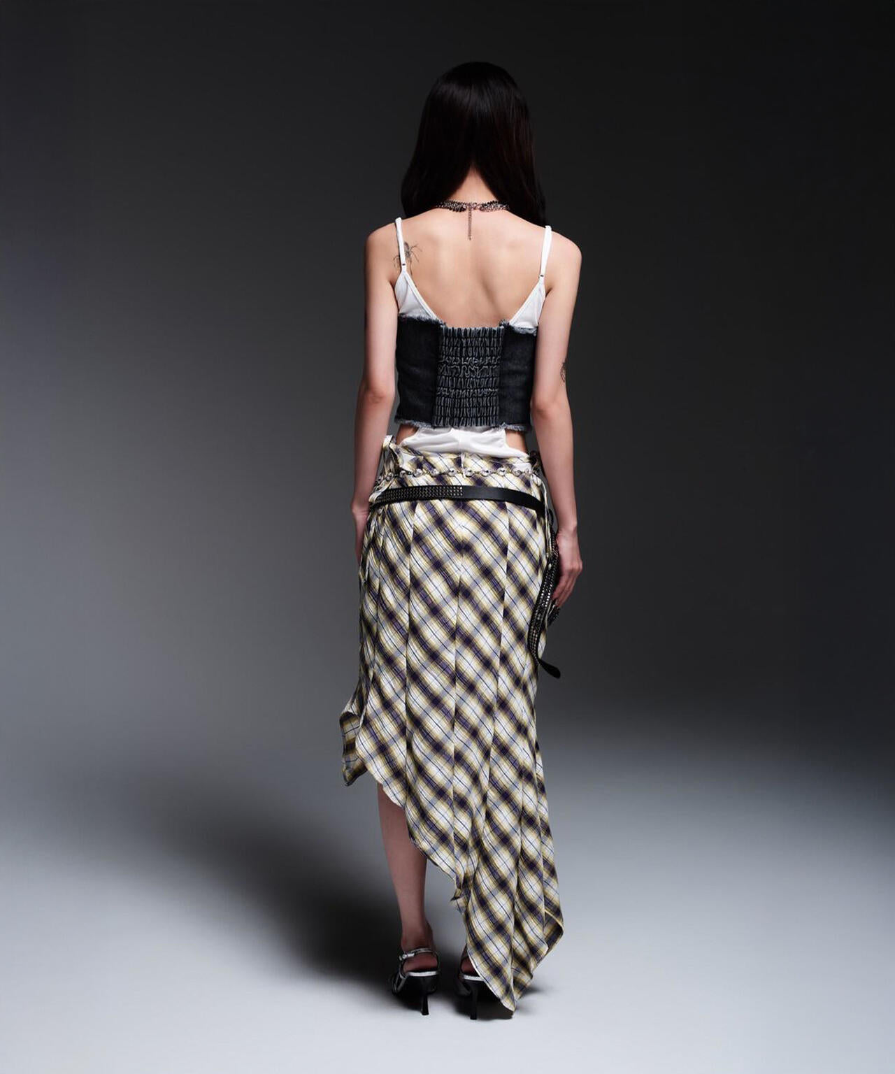 MITSUKI/ミツキ/CHECK ASYMME SKIRT