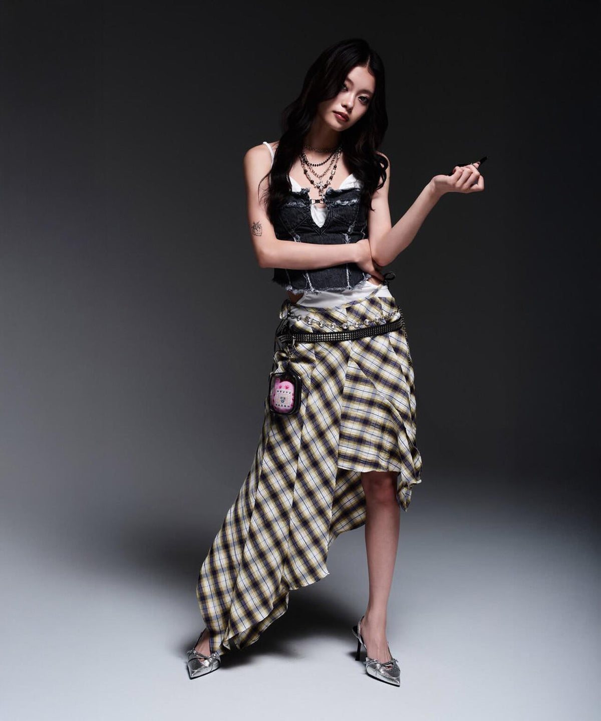 MITSUKI/ミツキ/CHECK ASYMME SKIRT