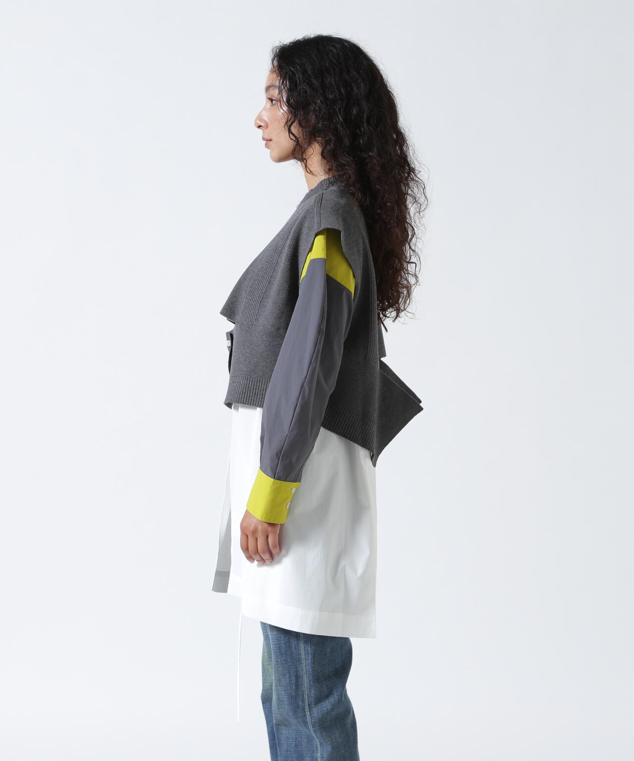 UN3D./アンスリード/KNIT VEST DOCKING SHIRT/ニットベストドッキングシャツ