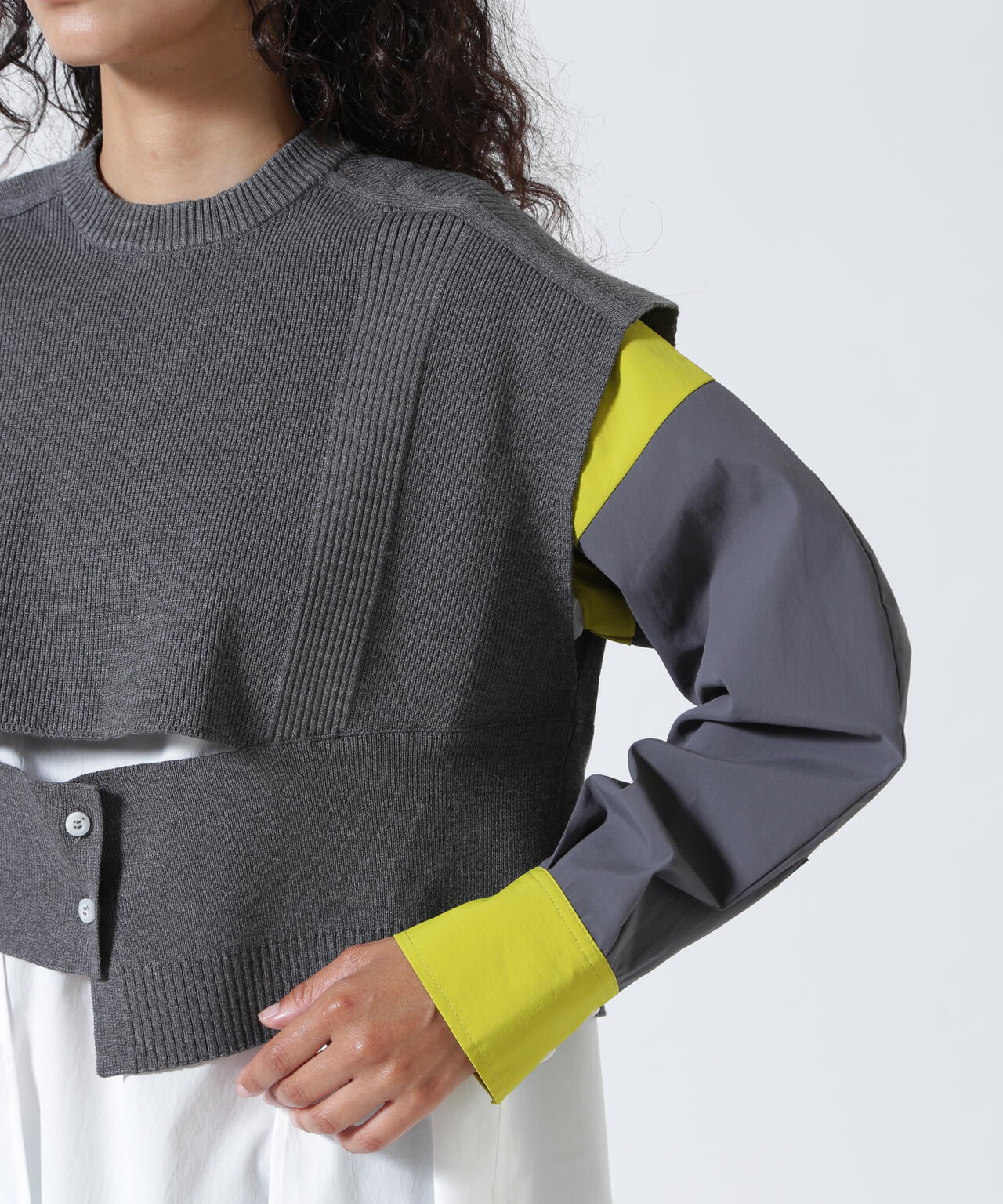 UN3D./アンスリード/KNIT VEST DOCKING SHIRT/ニットベストドッキングシャツ