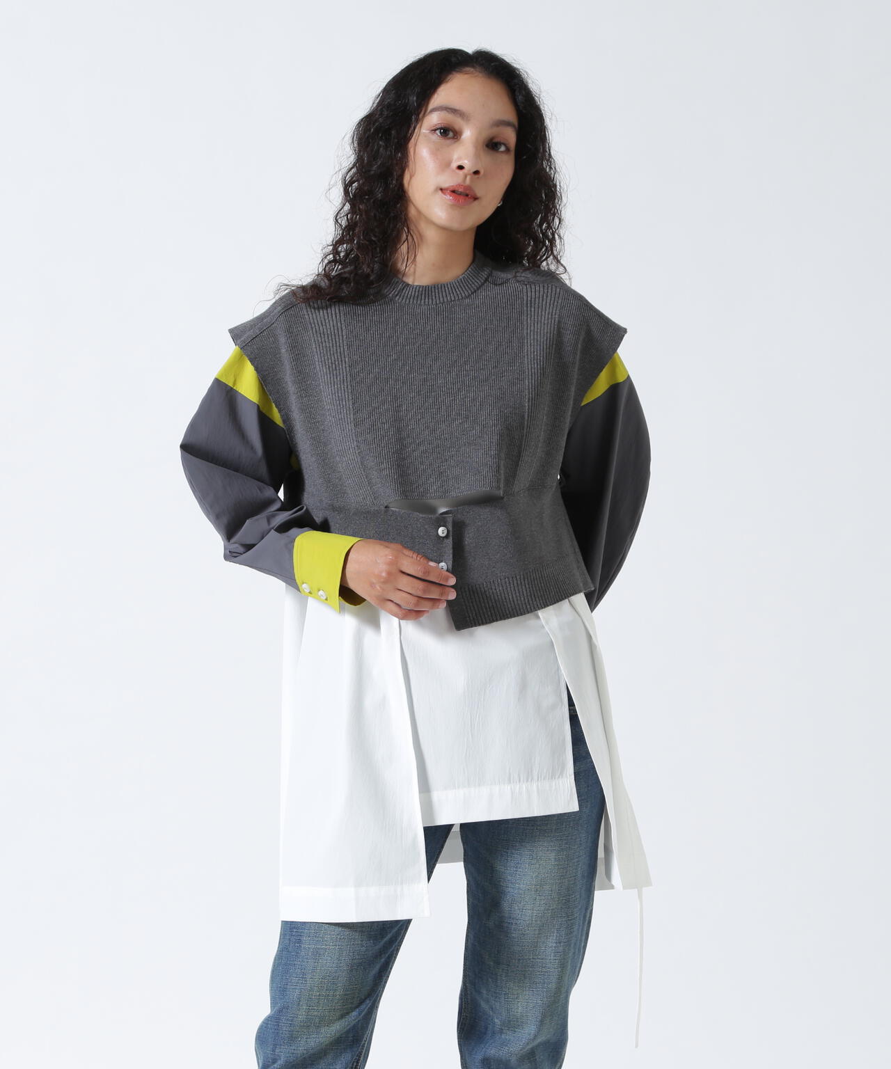 UN3D./アンスリード/KNIT VEST DOCKING SHIRT/ニットベストドッキングシャツ