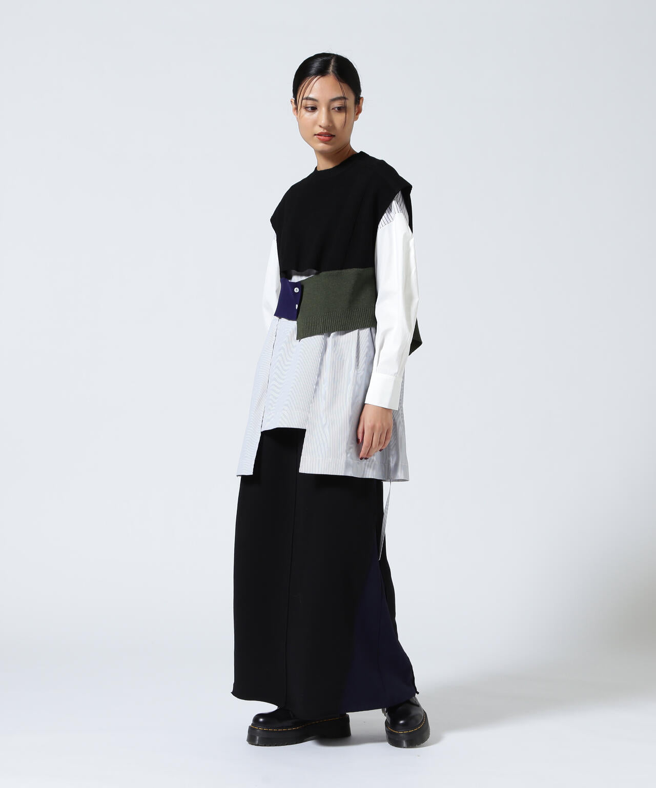 UN3D./アンスリード/KNIT VEST DOCKING SHIRT/ニットベストドッキングシャツ