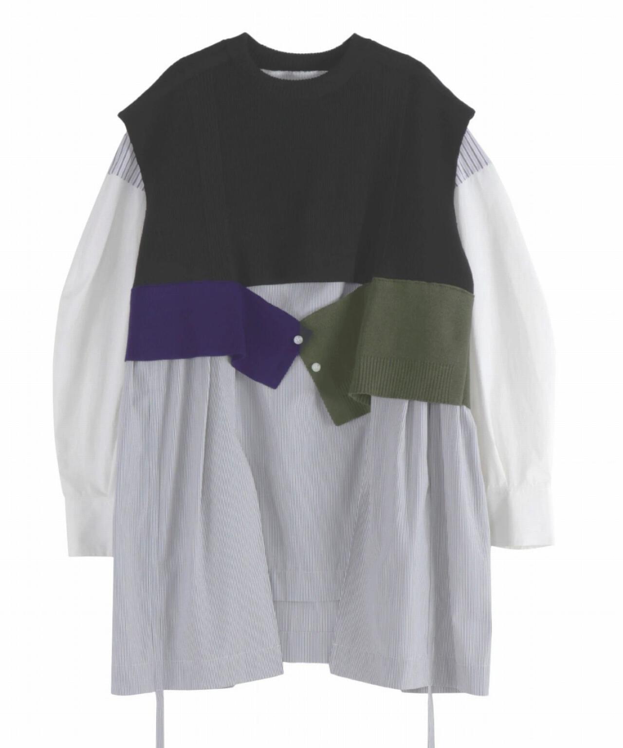 UN3D./アンスリード/KNIT VEST DOCKING SHIRT/ニットベストドッキングシャツ