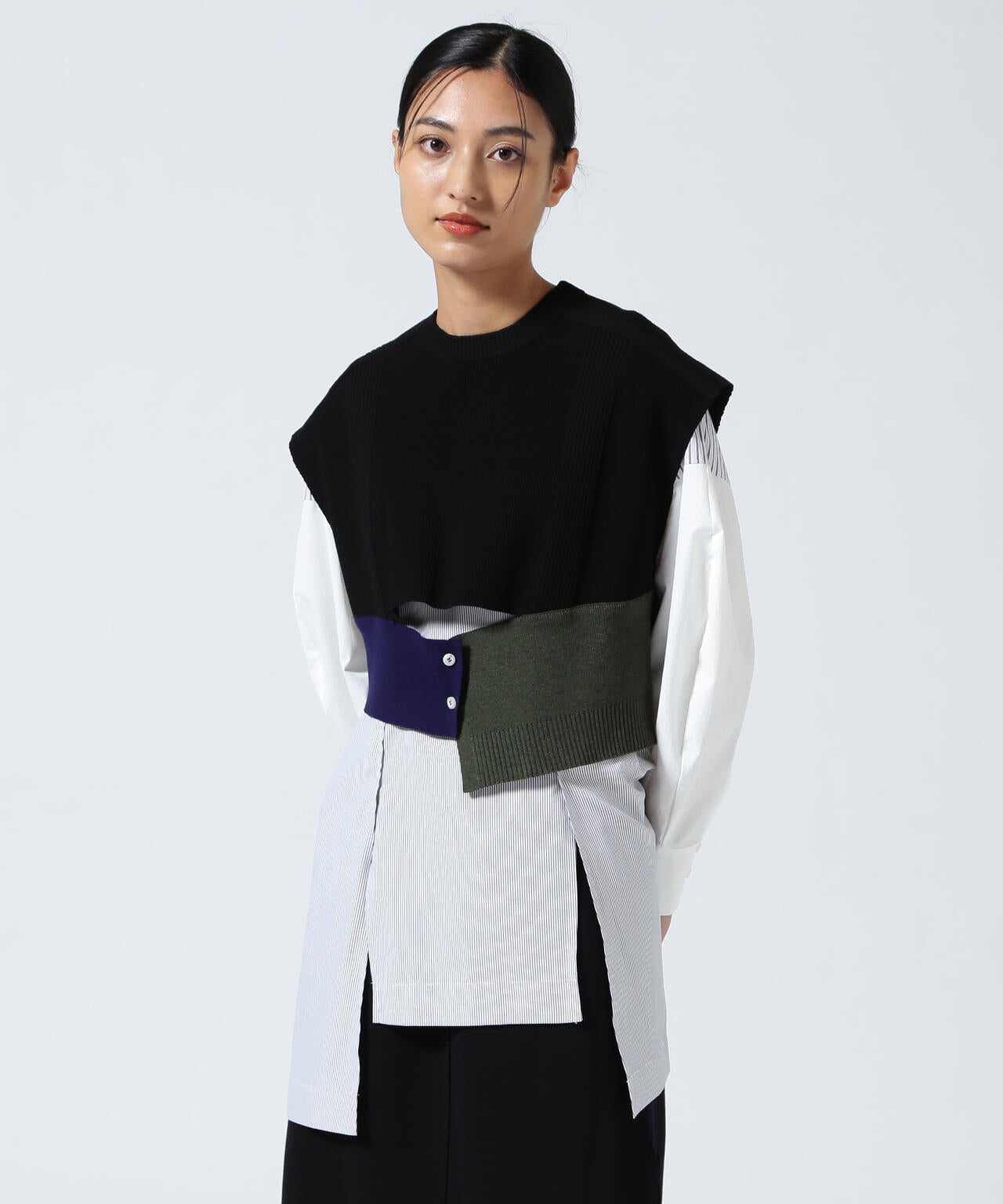 UN3D./アンスリード/KNIT VEST DOCKING SHIRT/ニットベストドッキングシャツ