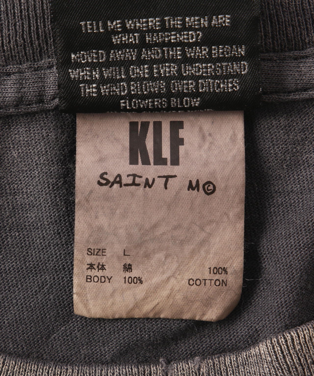 SAINT MICHAEL/セントマイケル/KLF_LS TEE/WHITE KLF BLACK