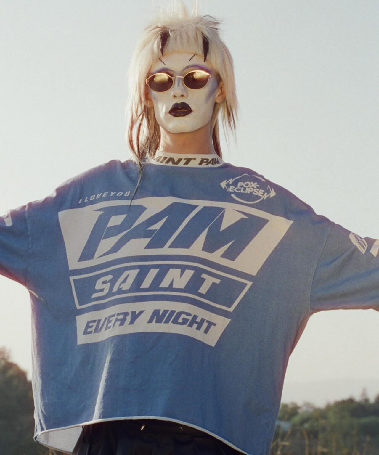 SAINT MICHAEL/セントマイケル/PAM_LS TEE/SAINT PAM/BLUE