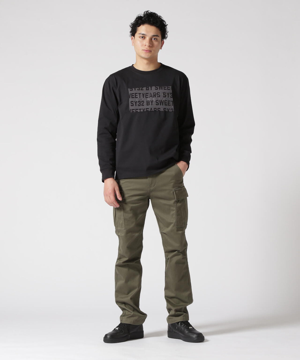 SY32 by SWEET YEARS /JACQUARD EMBOSS LOGO L/S T