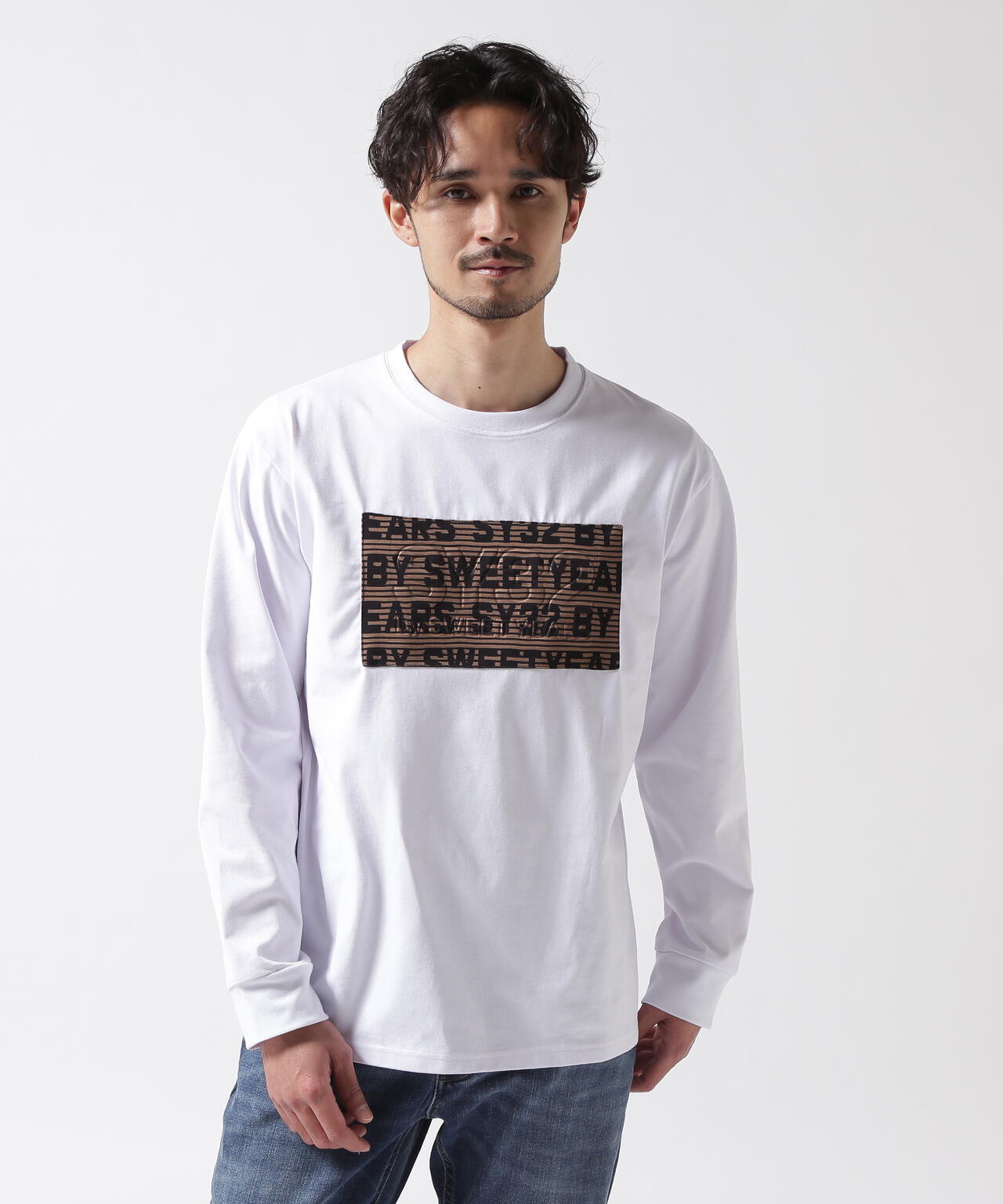 SY32 by SWEET YEARS /JACQUARD EMBOSS LOGO L/S T