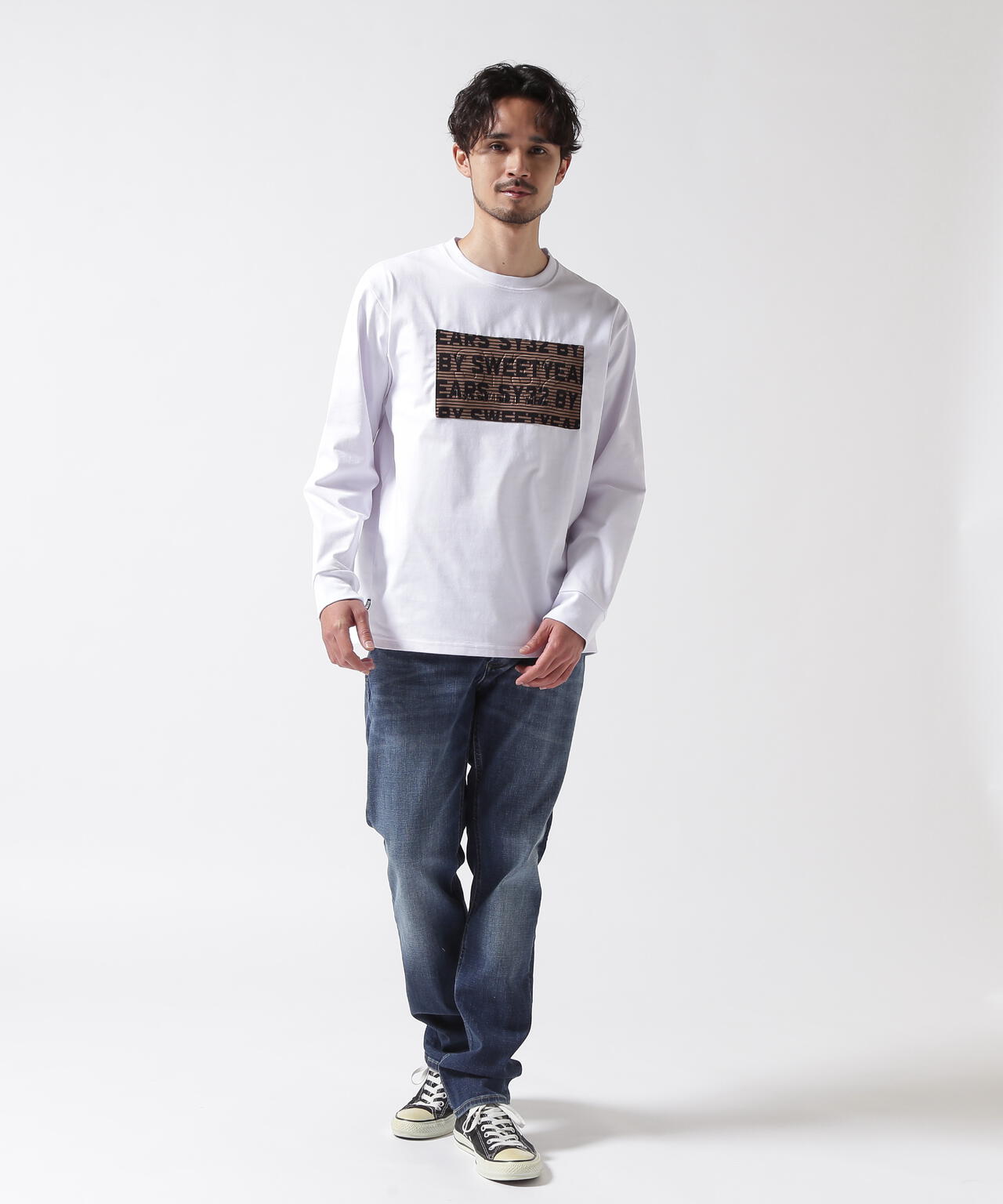 SY32 by SWEET YEARS /JACQUARD EMBOSS LOGO L/S T