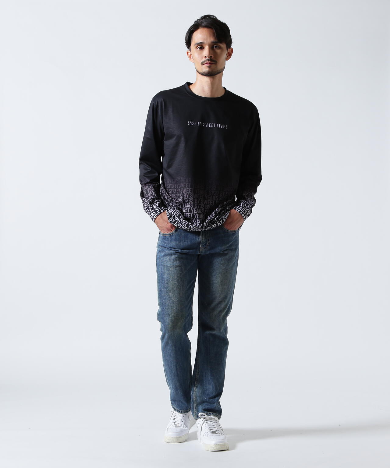 SY32 by SWEET YEARS/GRADATION LOGO L/S TEE