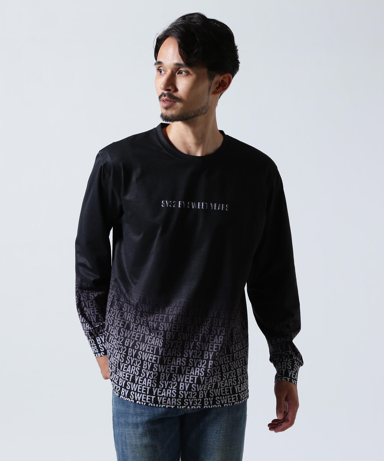 SY32 by SWEET YEARS/GRADATION LOGO L/S TEE