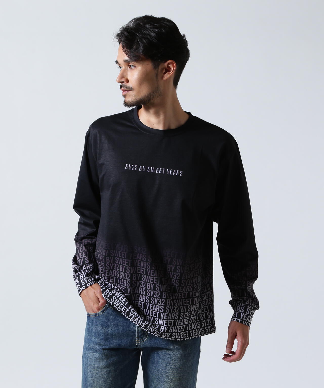 SY32 by SWEET YEARS/GRADATION LOGO L/S TEE