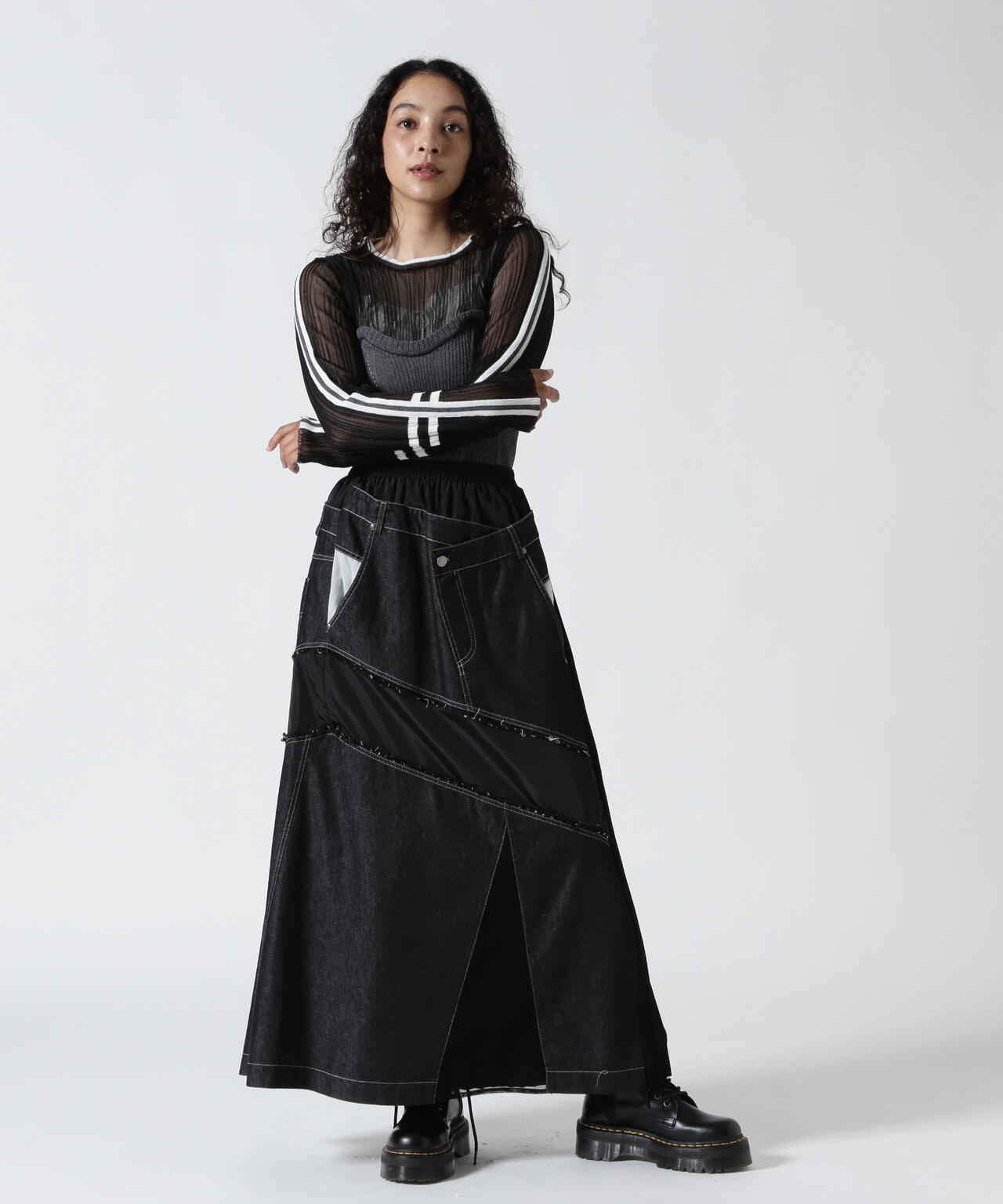 AULA AILA/アウラアイラ/BARE TOP SHEER RIB KNIT