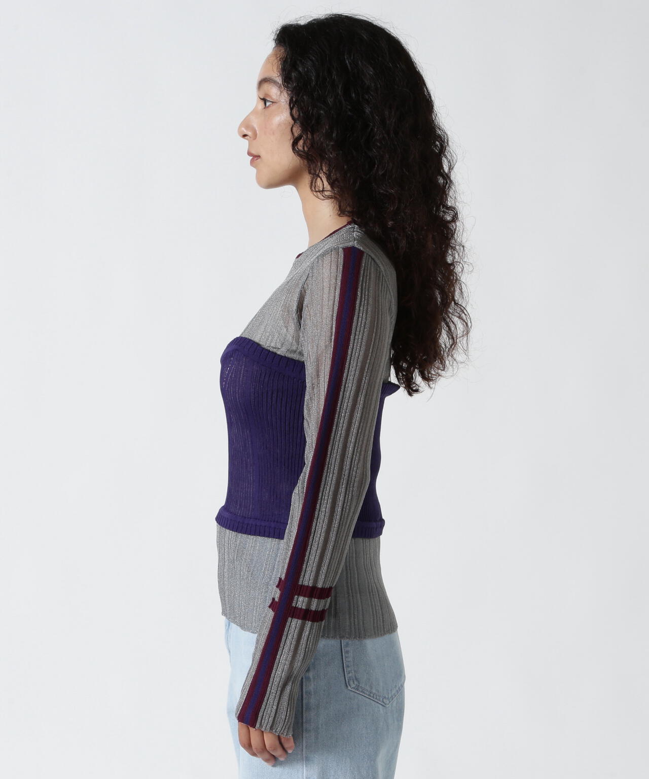 AULA AILA/アウラアイラ/BARE TOP SHEER RIB KNIT