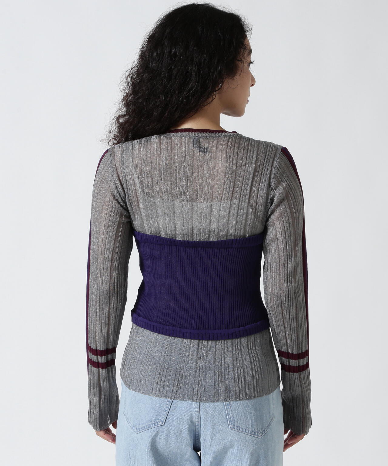 AULA AILA/アウラアイラ/BARE TOP SHEER RIB KNIT