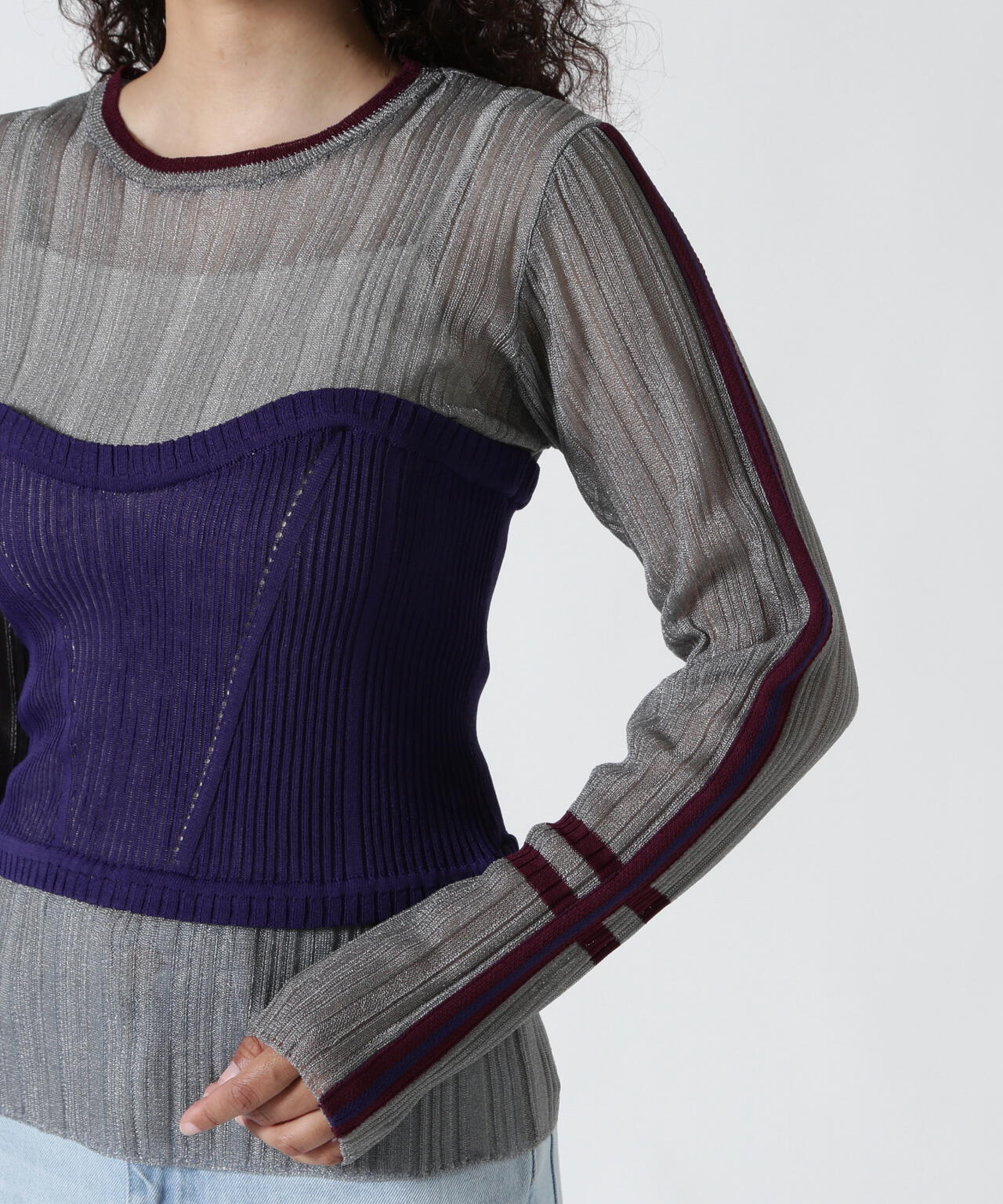 AULA AILA/アウラアイラ/BARE TOP SHEER RIB KNIT